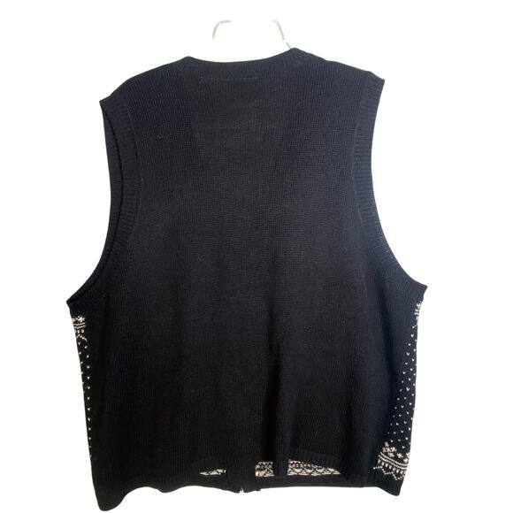 Vintage Black Red Fair Isle Zip Sweater Vest Women Plus Sz 22W/24W - Picture 4 of 5